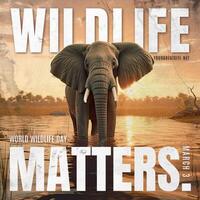 World Wildlife Day Celebration Greeting with African Elephant for Linkedin Post template