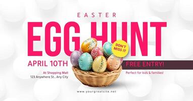 Grey Pink Easter Egg Hunt Facebook Ad template
