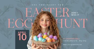 Blue Pink Easter Egg Hunt Activity Facebook Ad template