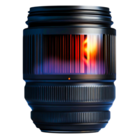 Professional Camera Lens with Vibrant Color Reflections and Design png
