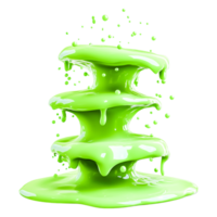 Vibrant Green Liquid Splash with Cascading Layers and Drips png