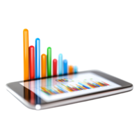 Colorful Data Visualization on Digital Tablet Displaying Bar Graph png