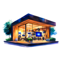 Modern Retail Storefront with Display Screens and Elegant Design png