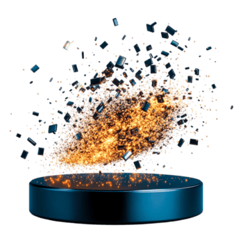 dinámica explosión de partículas en un redondo monitor plataforma png