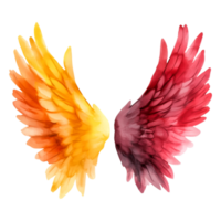 Vibrant Watercolor Wings in Yellow and Red for Artistic Creations png
