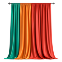 Vibrant Multicolored Silk Curtains Draped in a Studio Setting png