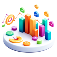 Colorful Data Visualization with Graphs, Charts, and Icons png