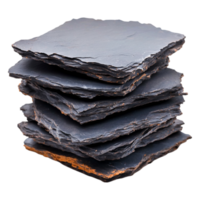 Stack of Dark Slate Tiles with Textured Surface for Various Uses png