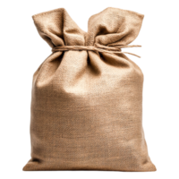 Rustic burlap sack tied with twine for storage and decoration png