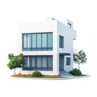 Modern house design in urban setting aerial render png