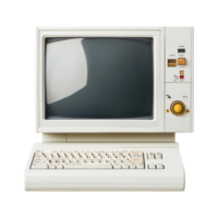 Vintage computer setup office technology retro front view png