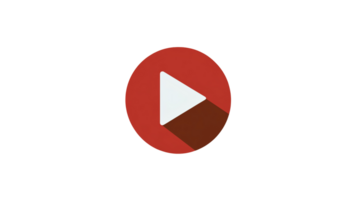 Red play button icon with shadow on transparent background png