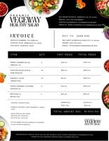 Black and White Minimalistic Salad Restaurant Invoice Template