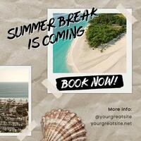 Summer Break is Coming Vacation Ad Post with Beach Photos for Instagram template