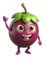 Bright and cheerful mangosteen character in a simple pose png