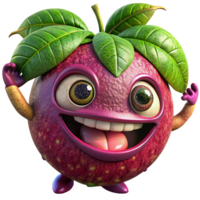 Smiling mangosteen character with a friendly and warm expression png