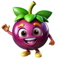 Smiling mangosteen mascot with a natural and joyful expression png