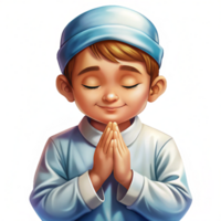 Devoted young boy making a heartfelt supplication png