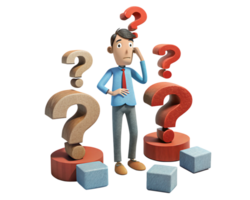Transparent background man with floating question marks png