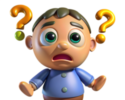 Man scratching chin in confusion with question marks png