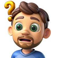 Man standing confused with question marks floating png