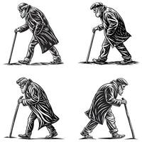 Old Age and Reflection Silhouette vector