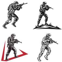 Elite Tactical Warriors Combat Readiness in Action vector