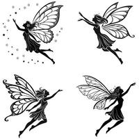 Tiny Fairy with Glowing Aura Silhouette vector