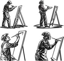 Timeless Artist with Easel Silhouette design vector