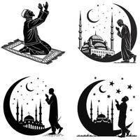 Hands Raised in Supplication Silhouette vector