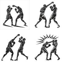 Dynamic Boxing Match Silhouette vector