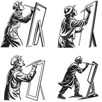 Timeless Artist with Easel Silhouette vector