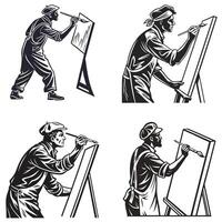 Retro Art Studio Scene Silhouette vector