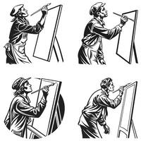 Vintage Painter Silhouette Creating Artwork vector