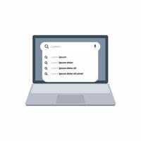 Search bar for UI UX with suggestions clean design. Search engine browser mockup stock illustration vector