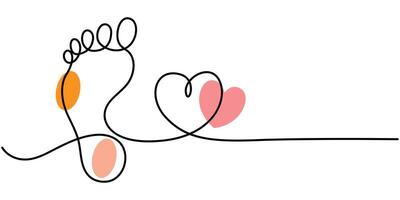 Continuous one line drawing of barefoot doodle line illustration vector