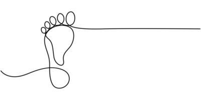 Foot sole continuous one line drawing of outline illustration vector