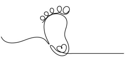 Foot print continuous one line drawing vector