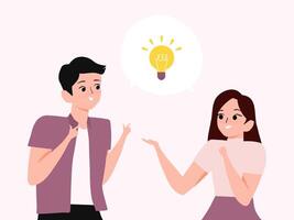 youth people having solution or problem solving with Light bulb icon on Speech bubble vector