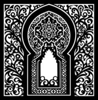 an ornate black and white design with an arabic window vector