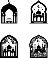 four different islamic architecture silhouettes vector