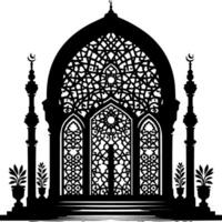 an islamic arch with a mosque in the background vector
