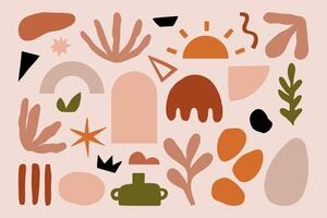 Set abstract trendy modern hand drawn textured doodle elements shapes. vector