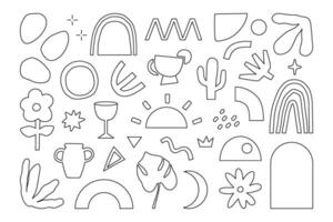Minimalist modern trendy abstract line shapes and doodle elements Illustration vector