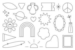 Retro nostalgic 90s flat elements sketch illustration design vector