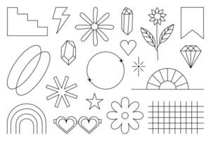 Retro and vintage geometric elements line style sticker shape vector