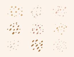 Hand Drawn Abstract Dot Patterns Collection. A set of 9 hand-drawn abstract dot patterns in earthy tones, perfect for adding texture and creativity to backgrounds or design projects vector