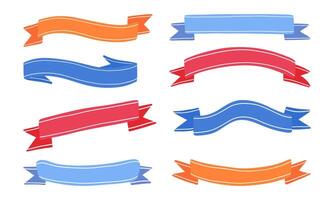 Decorative Ribbon Banner Set. A versatile collection of 8 ribbon banners in various styles and shapes, perfect for enhancing any design. Includes wavy, curved, and classic options vector