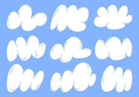 Hand Drawn Cartoon Cloud Shape Bundle. A collection of playful hand-drawn cartoon-style cloud shapes with smooth. These whimsical fluffy clouds are perfect for backgrounds, and creative designs vector