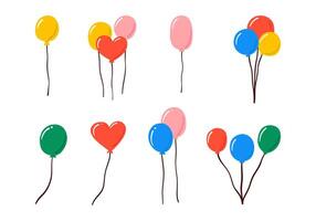 Colorful Balloon for Celebrations. A vibrant collection of 8 balloons in various shapes and groupings, ideal for party, celebration, and festive themes vector